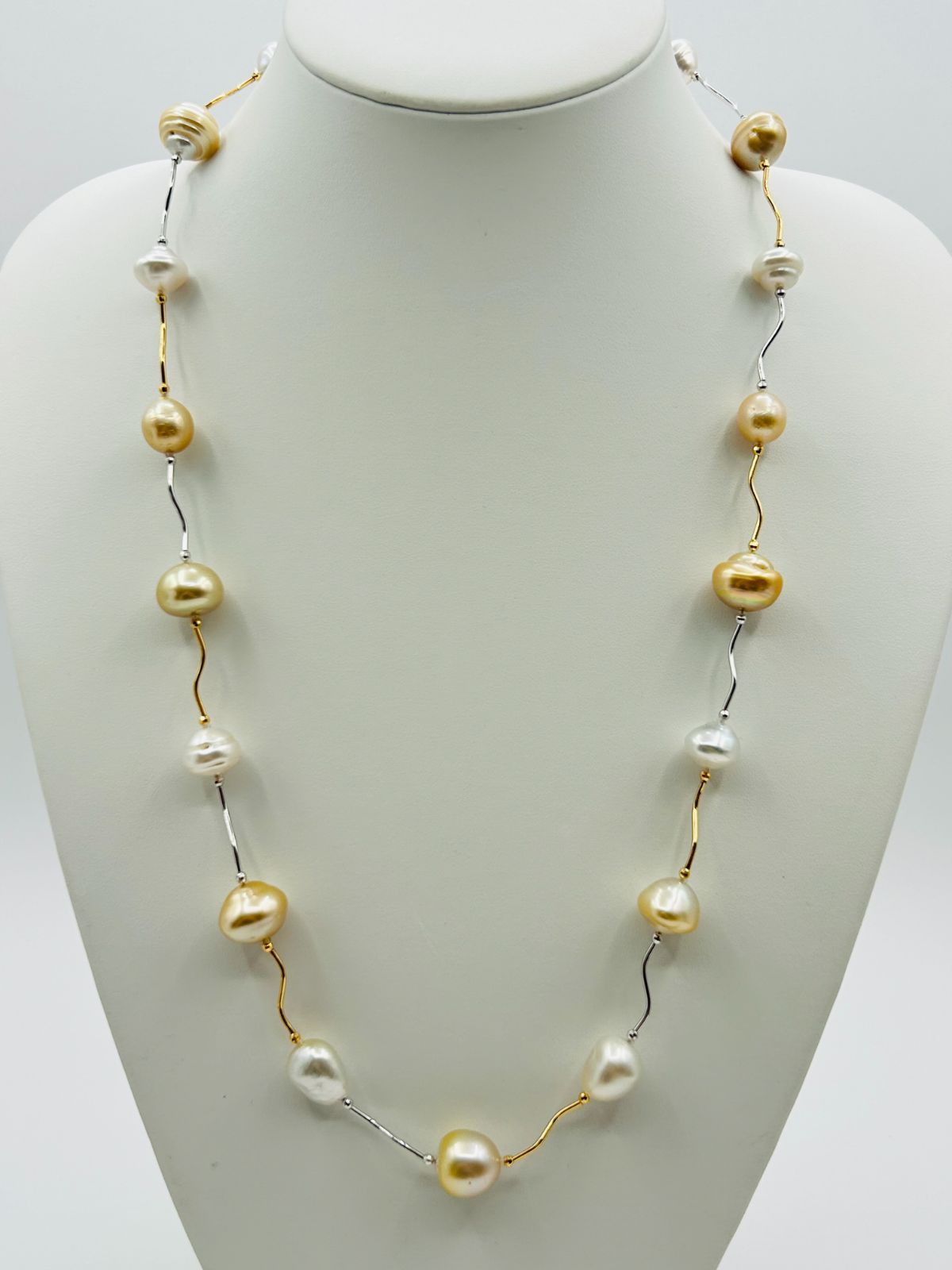 南洋 白蝶 真珠 パール ステーションネックレス 10.0～15.0㎜ 68㎝ SV シルバー SouthSeaPearl