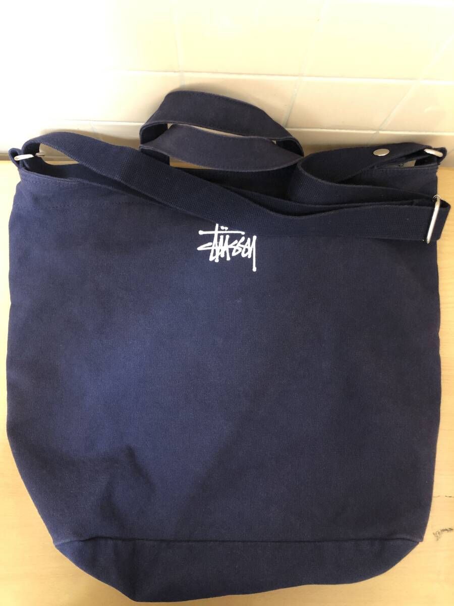 福岡出品 STUSSY CANVAS CROSSBODY BAG ステューシー キャンバス クロスボディーバッグ ワンサイズ コットン ネイビー FK