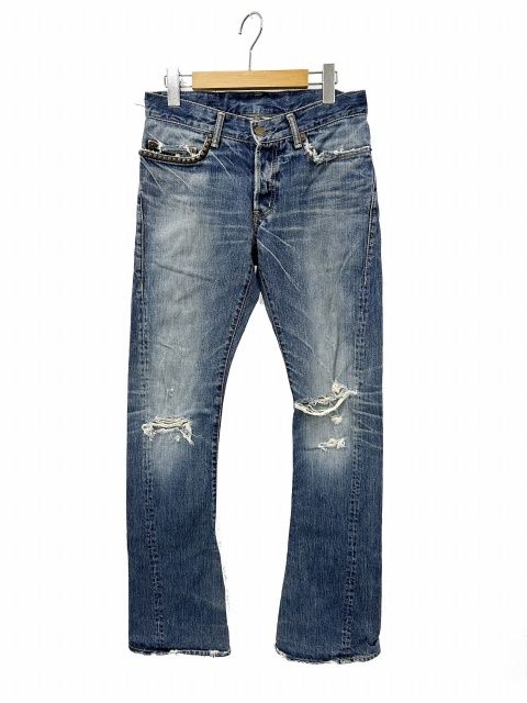 ヒステリックグラマー HYSTERIC GLAMOUR クラッシュ スタッズ デニム インディゴ ブランド古着ベクトル 中古●260528
