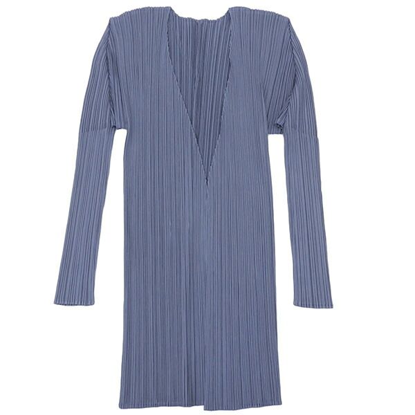 美品 ISSEY MIYAKE イッセイミヤケ プリーツプリーズ PP82-J0607 サイズ4 ポリエステル ストレッチ生地 JPタグ ブラウス カーディガン レディース ネイビー ECO0064 【中古】