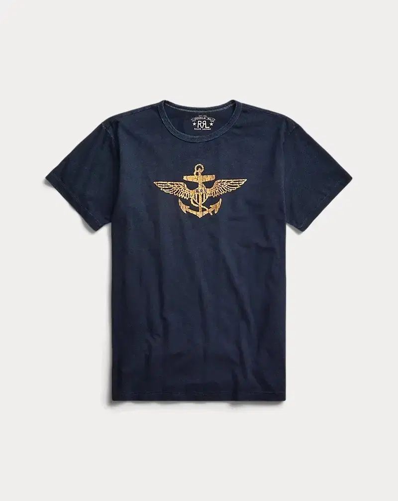 XL RRA ダブルアールエル 錨 ロゴ コットン リネン グラフィック 半袖 Tシャツ ネイビー