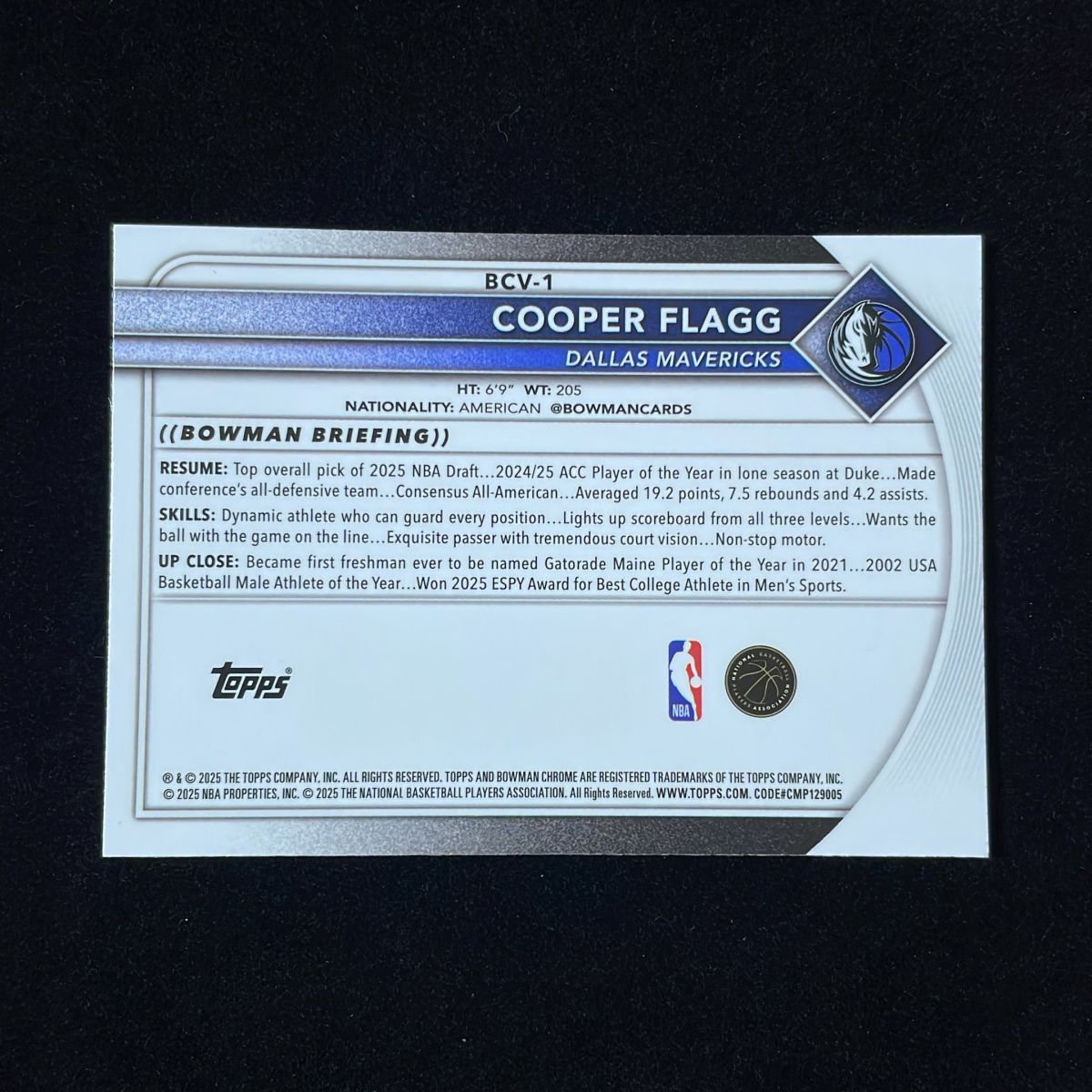 Cooper Flagg クーパー・フラッグ Topps Bowman Chrome 2025-26 Base 