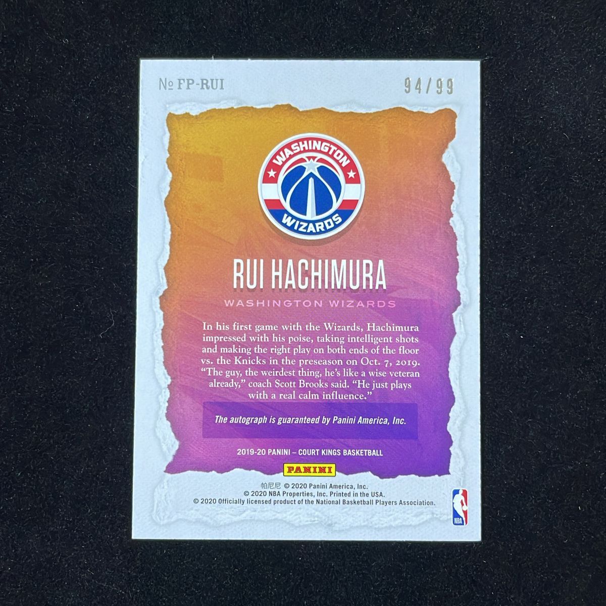 八村塁 Hachimura Rui Panini Court Kings 2019-20 /99 RC ルーキー 