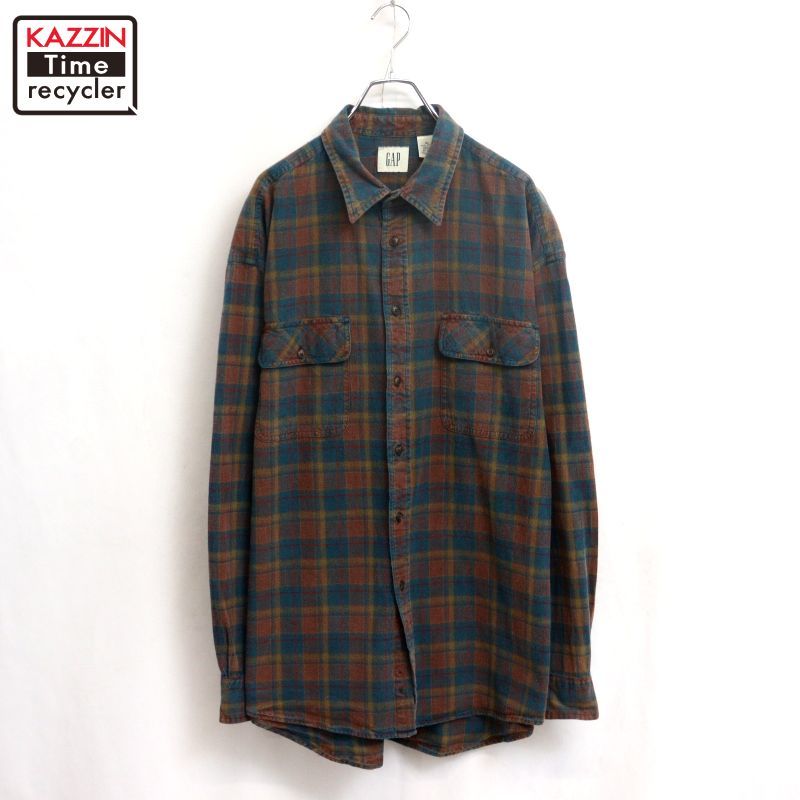 00s GAP チェック柄 ネル 長袖シャツ メンズ 表記XLサイズ
