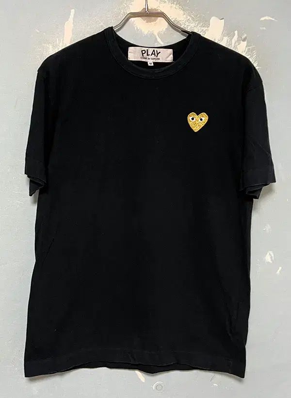 PLAY コム・デ・ギャルソン GOLD ワッペン レディース 半袖Tシャツ ブラック ベーシック M 95 66