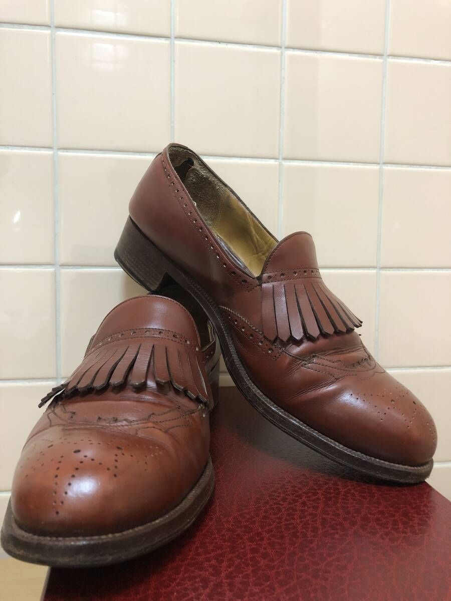 福岡出品 Le Yucca's AGATHA VITELLO レユッカス キルトローファー ブーツ 41JP27CM相当 カーフレザー ワインレッド Y34222 FK