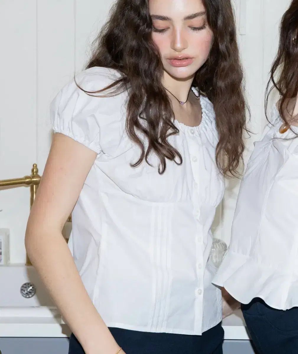 ディマンシュ パフ ブラウス Sunday Puff Blouse (white)