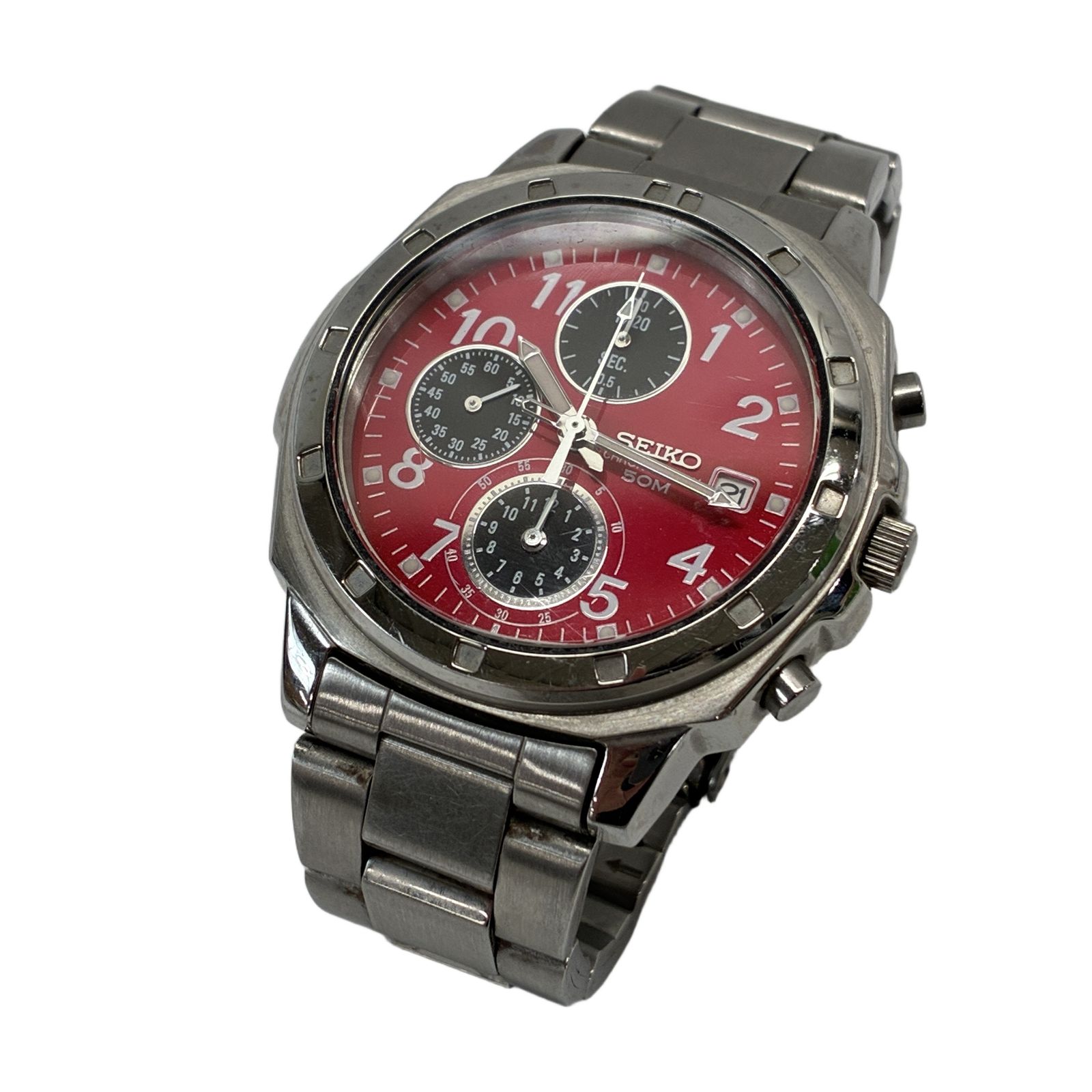 ブランド腕時計 【稼動】 SEIKO セイコー 腕時計 クロノグラフ レッド 