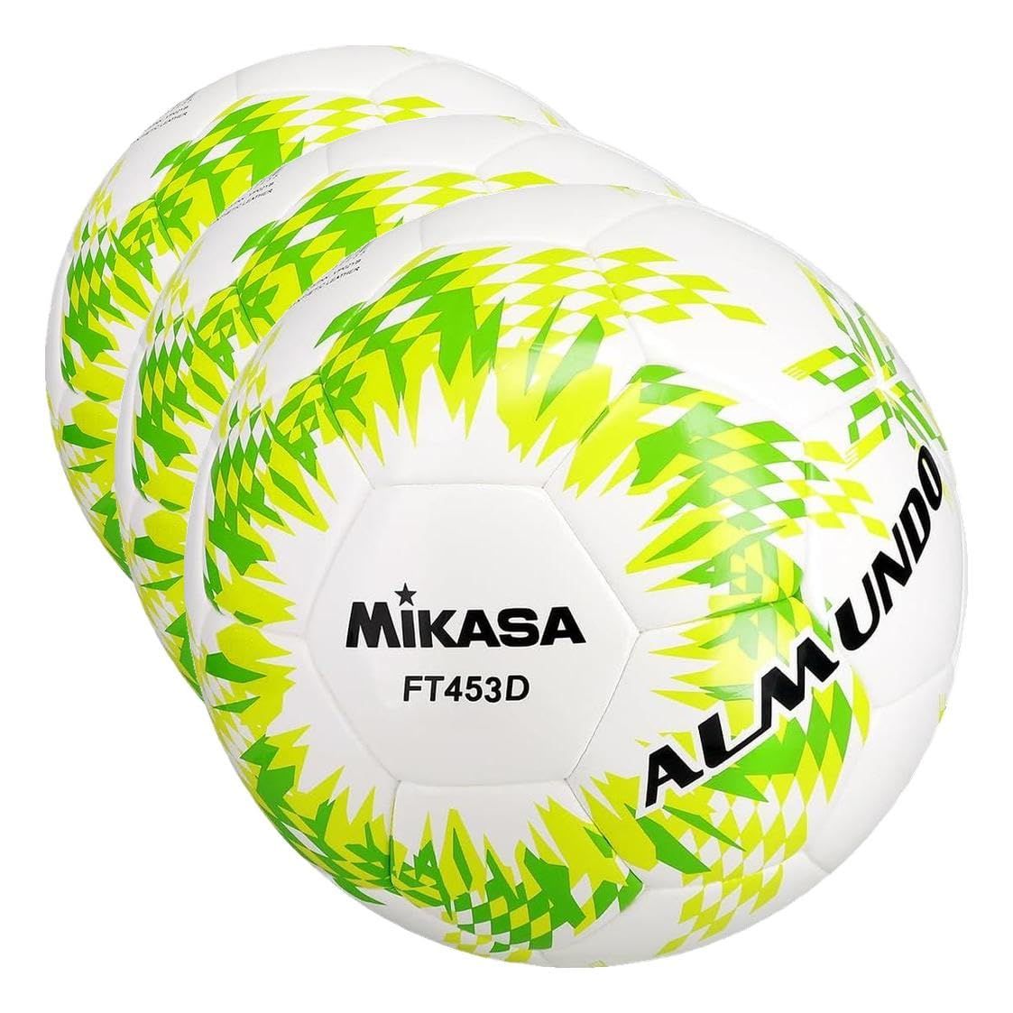 新品 ミカサ(MIKASA) サッカーボール 4号球 日本サッカー協会 検定球 ALMUNDO(アルムンド) シームロック製法 イエロー/ライトグリーン FT453D-YLG 推奨内圧0.610～0.820(kgf/?) (× 3)