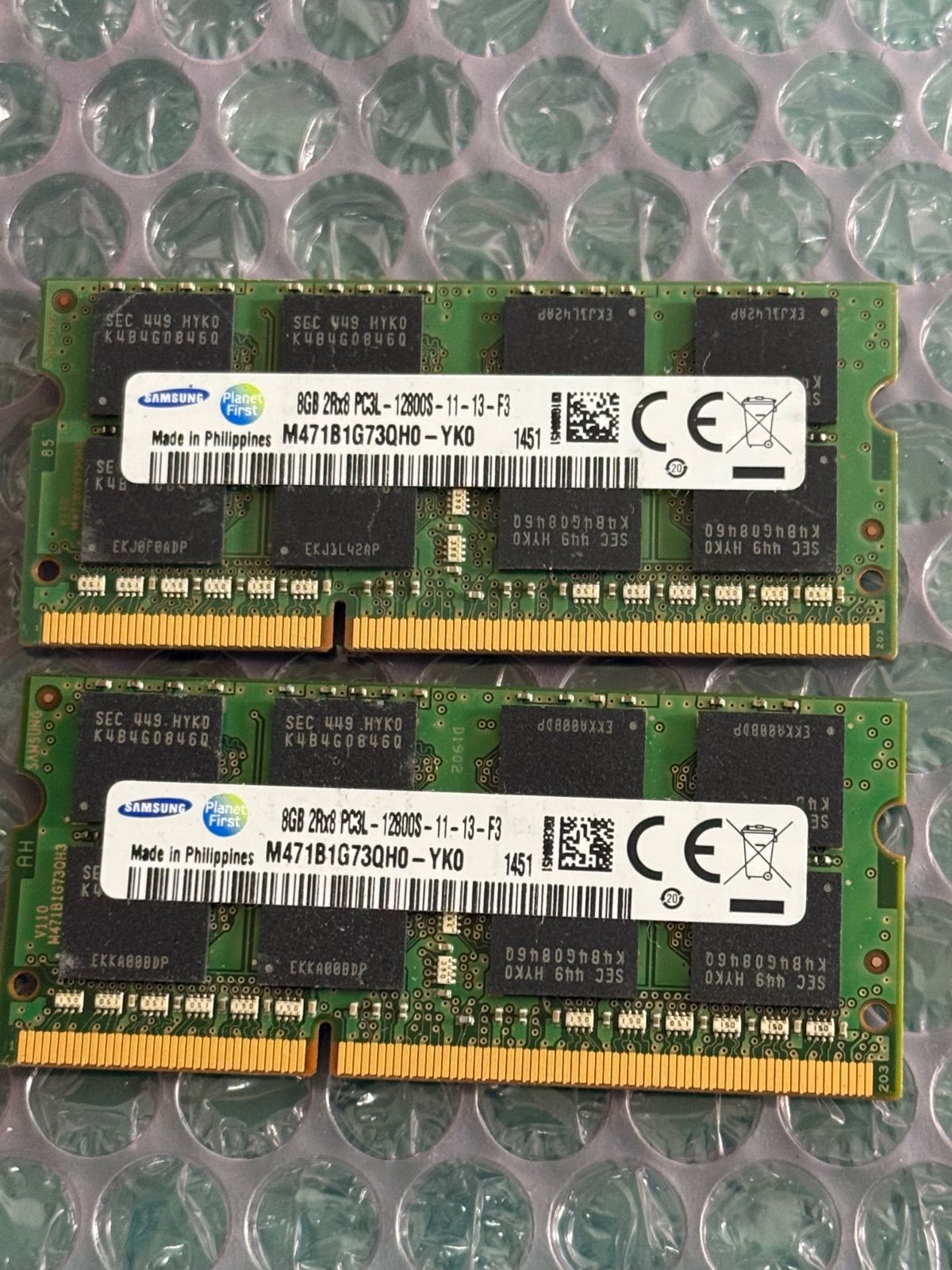 m*o様 Samsung DDR3 16GB×8枚セット 12800R Samsung 16GB(8GB×2枚) DDR3L 1600 PC3L-12800S ノートPC用メモリ 動作