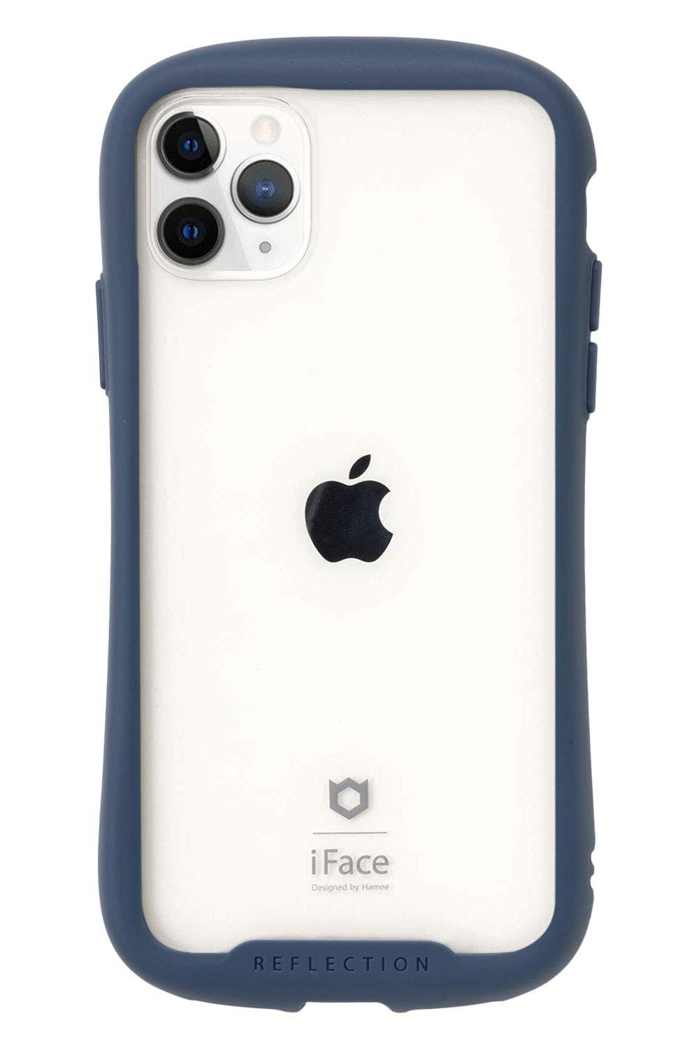 iFace Reflection iPhone 11 Pro ケース クリア 強化ガラス (ネイビー)【アイフェイス アイフォン11Pro 透明 耐衝撃 米国MIL規格取得 ストラップホール付き】 [iPhone 11 Pro専用・ネイビー]