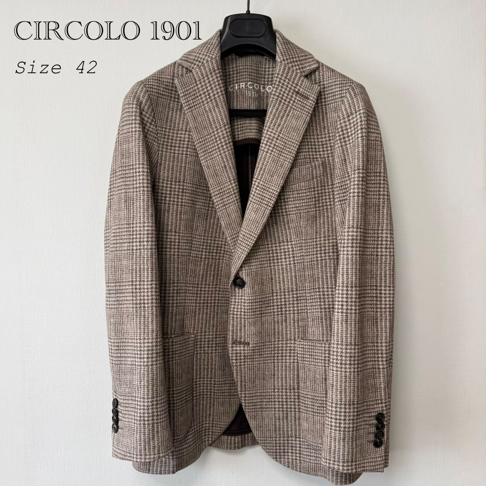 CIRCOLO1901 グレンチェック コットン ジャージージャケット ブラウン