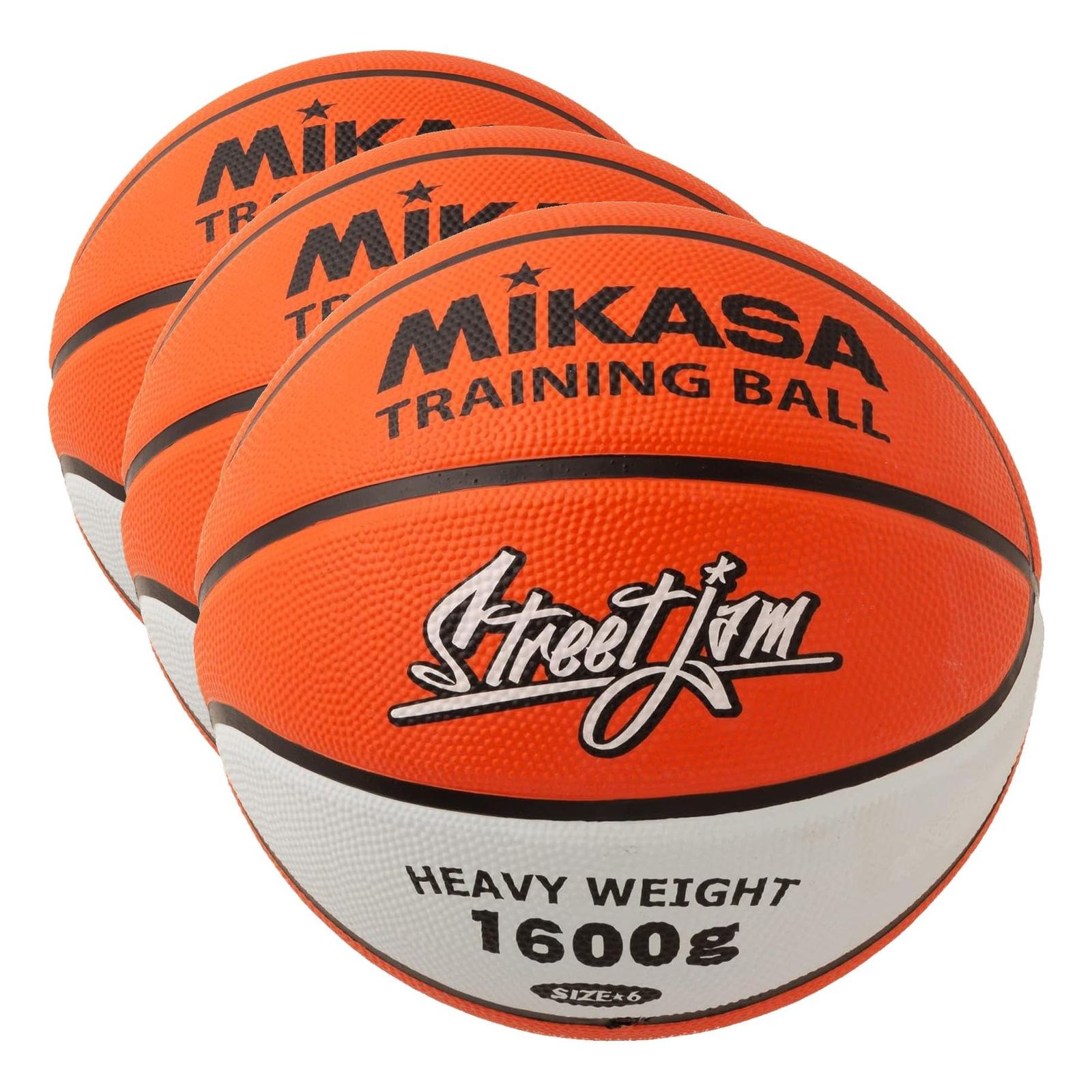 新品 ミカサ(MIKASA) バスケットボール トレーニングボール 6号 (女子用・一般・社会人・大学・高校・中学) ゴム 1.6㎏ オレンジ/白 B6JMTR-O 推奨内圧0.42~0.56(kgf/?) (× 3)
