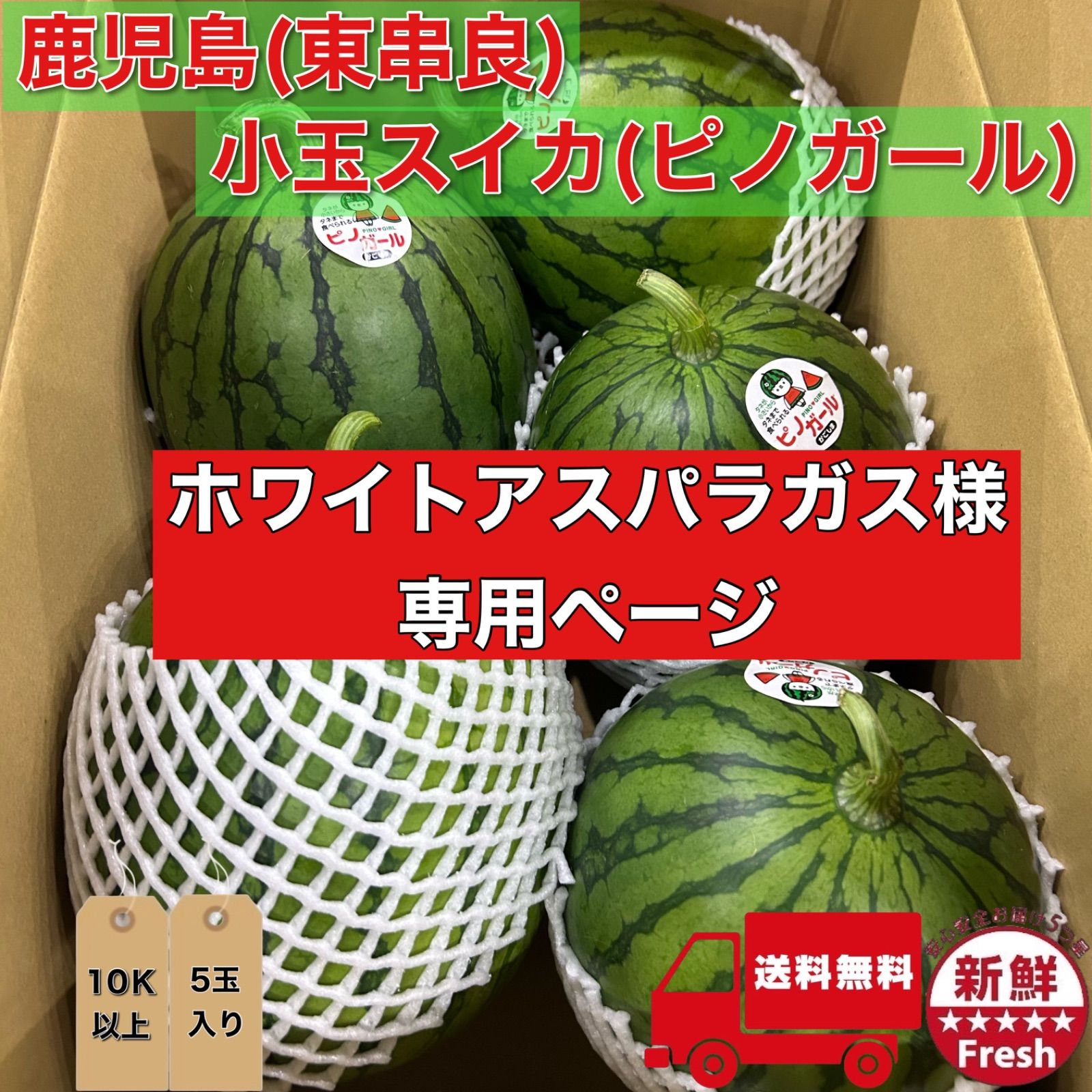 鹿児島(東串良) 小玉スイカ(ピノガール) 種ごと食べられるスイカ 10K 6玉入り