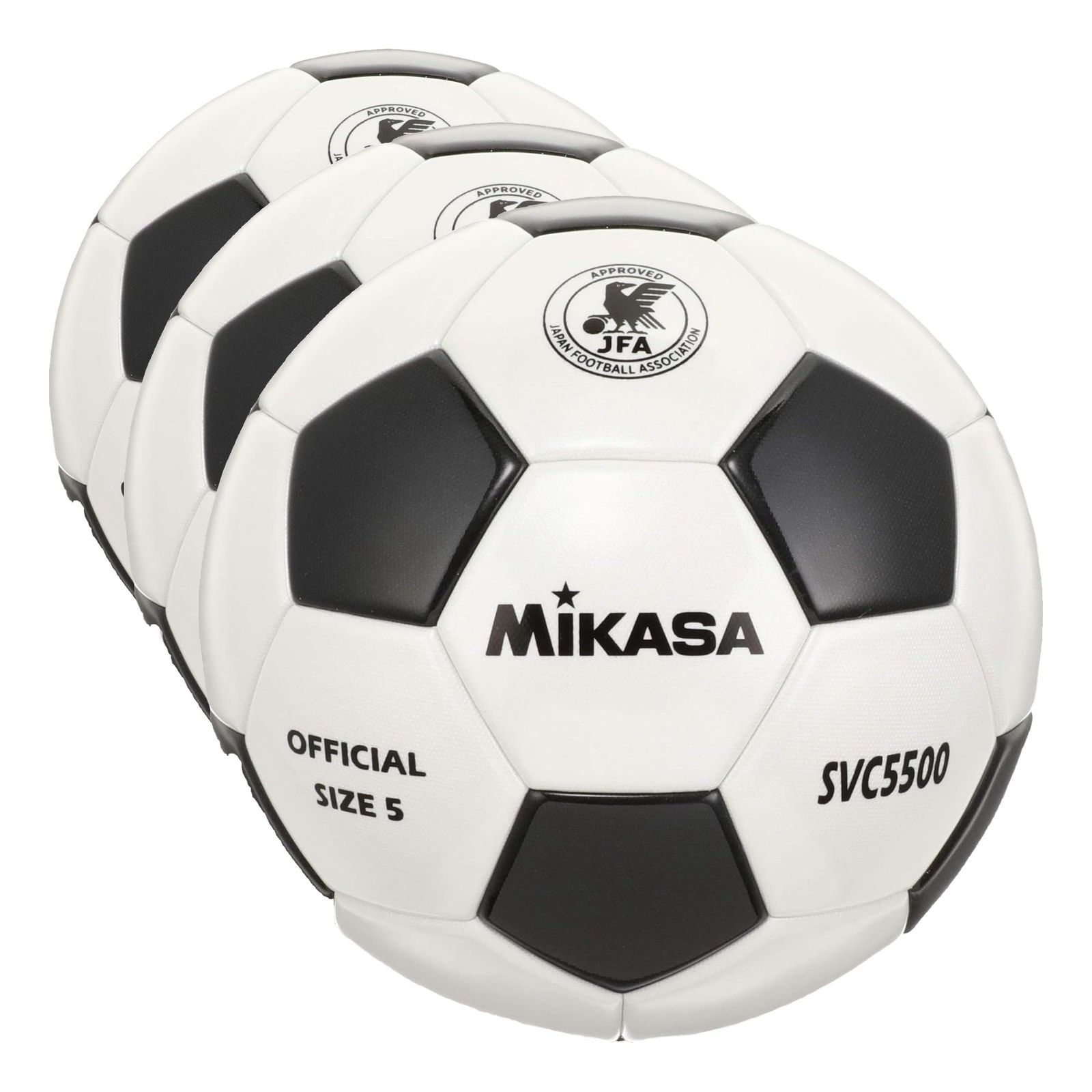 新品 ミカサ(MIKASA) サッカーボール 日本サッカー協会 検定球 5号 (一般・大学・高校生・中学生用) 貼りボール SVC5500 推奨内圧0.8(kgf/?) (× 3)