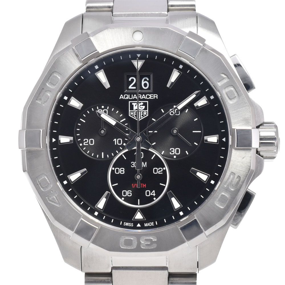 タグホイヤー TAG HEUER CAY1110-0 アクアレーサー クロノグラフ デイト ブラック クォーツ メンズ 美品 腕時計 J#147530
