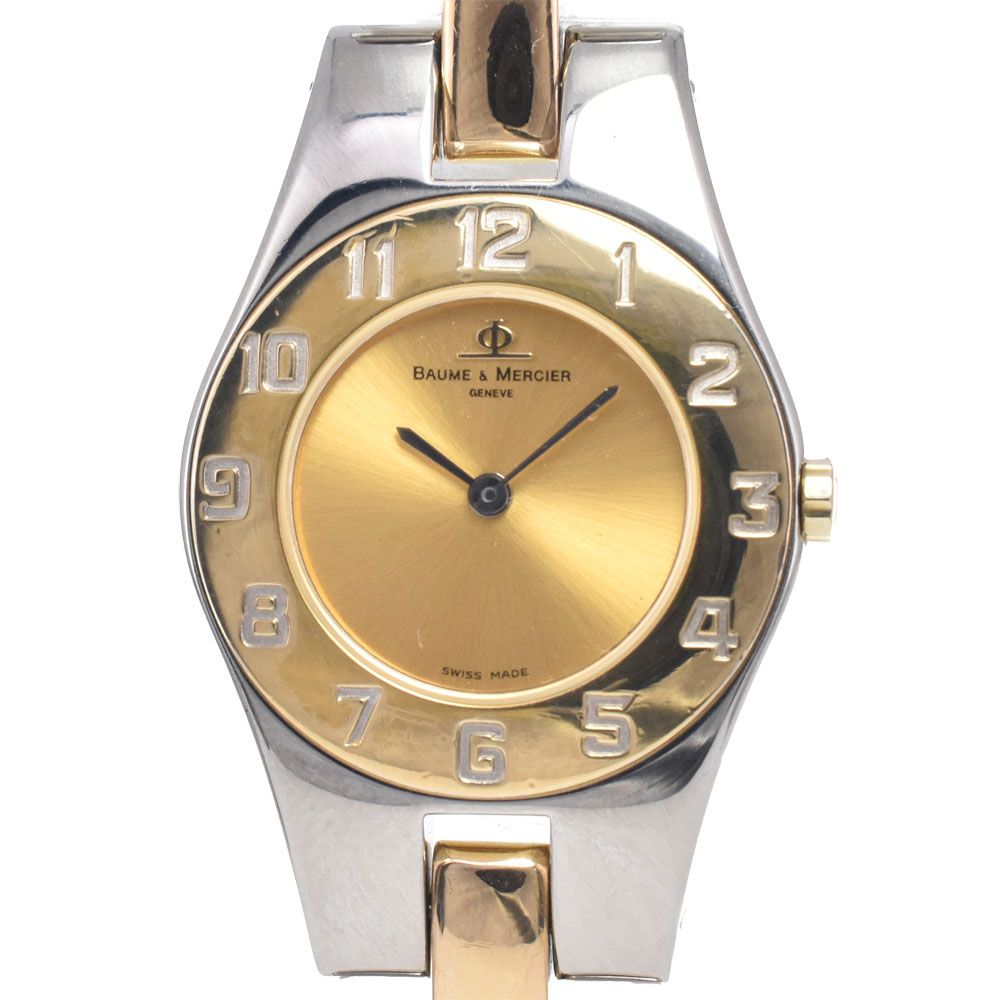 ボーム＆メルシェ Baume & Mercier 5261 リネア SS/GP ゴールド クォーツ レディース 美品 腕時計 J#147858