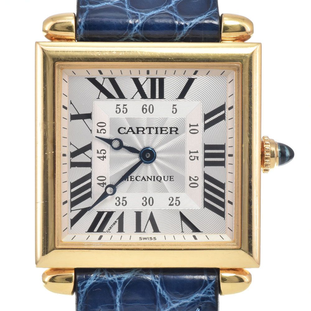 カルティエ CARTIER W1516956 タンクオビュ LM シルバー 手巻き メンズ 良品 腕時計 J#147669