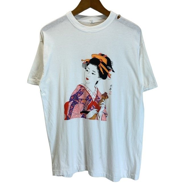 【中古】　Tシャツ　90s vintage　90年代　OLD　半袖　トップス　クルーネック　プリント　浮世絵　古着　/7309