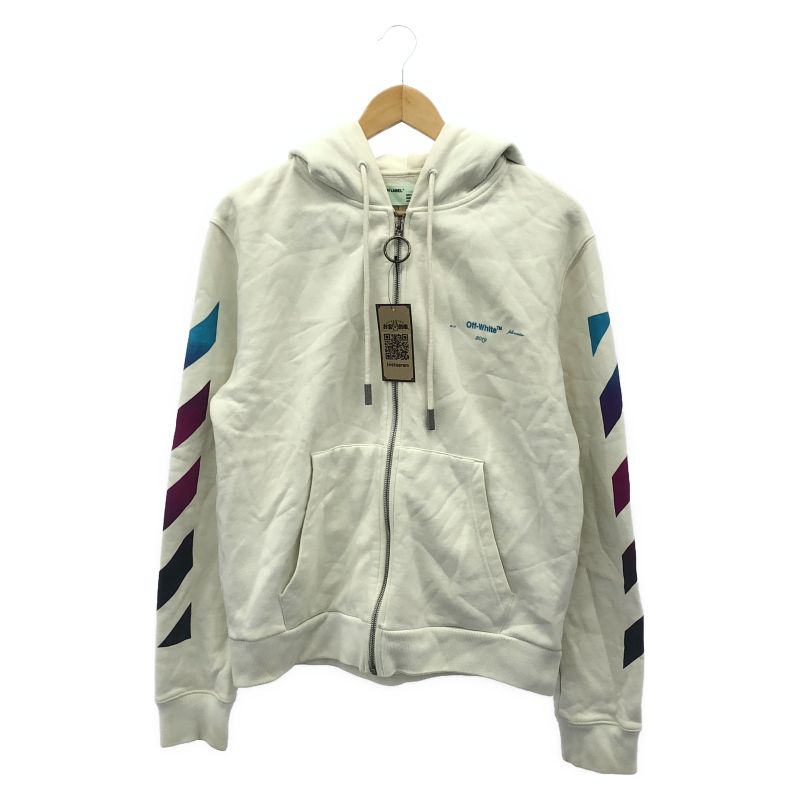 【中古】OFF-WHITE Zip Up Hoodie M OMBE001F18192005 ホワイト オフホワイト[10]