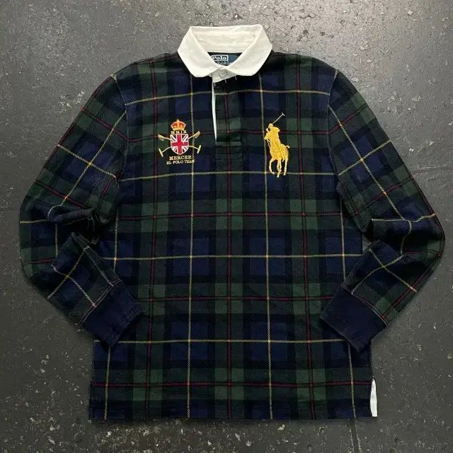 90 ポロ ブラックウォッチ ビックロゴ ラグビー カラーTシャツ