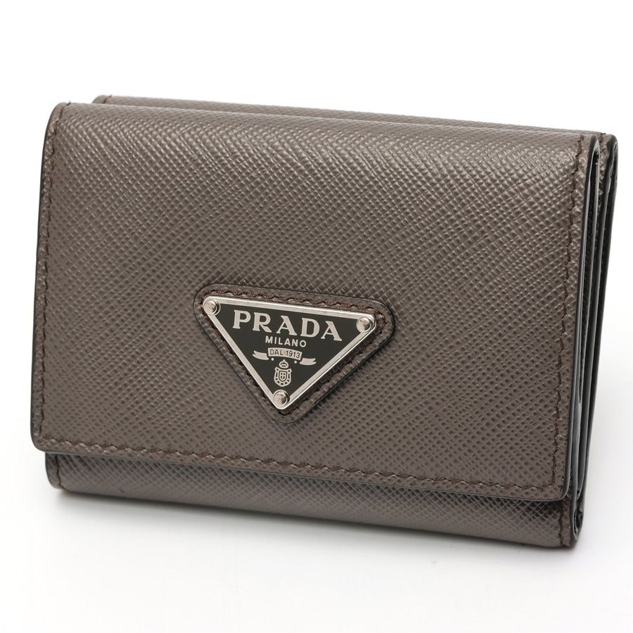プラダ / PRADA サフィアーノトライアングル 財布 / 三つ折り コンパクト ウォレット 2MH042 レザー フーモ 【中古】