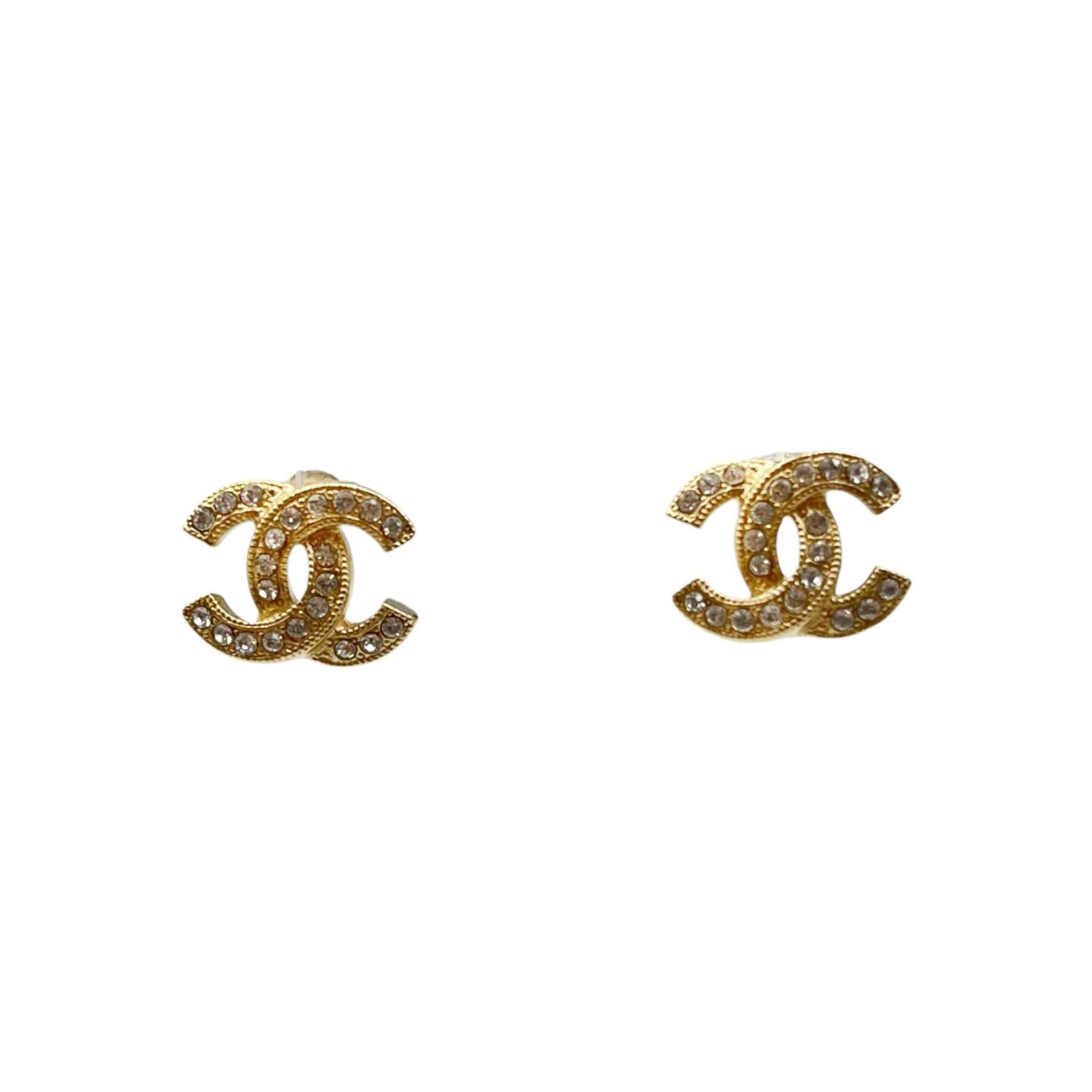 シャネル CHANEL ピアス ココマーク ラインストーン ゴールドカラー レディース
