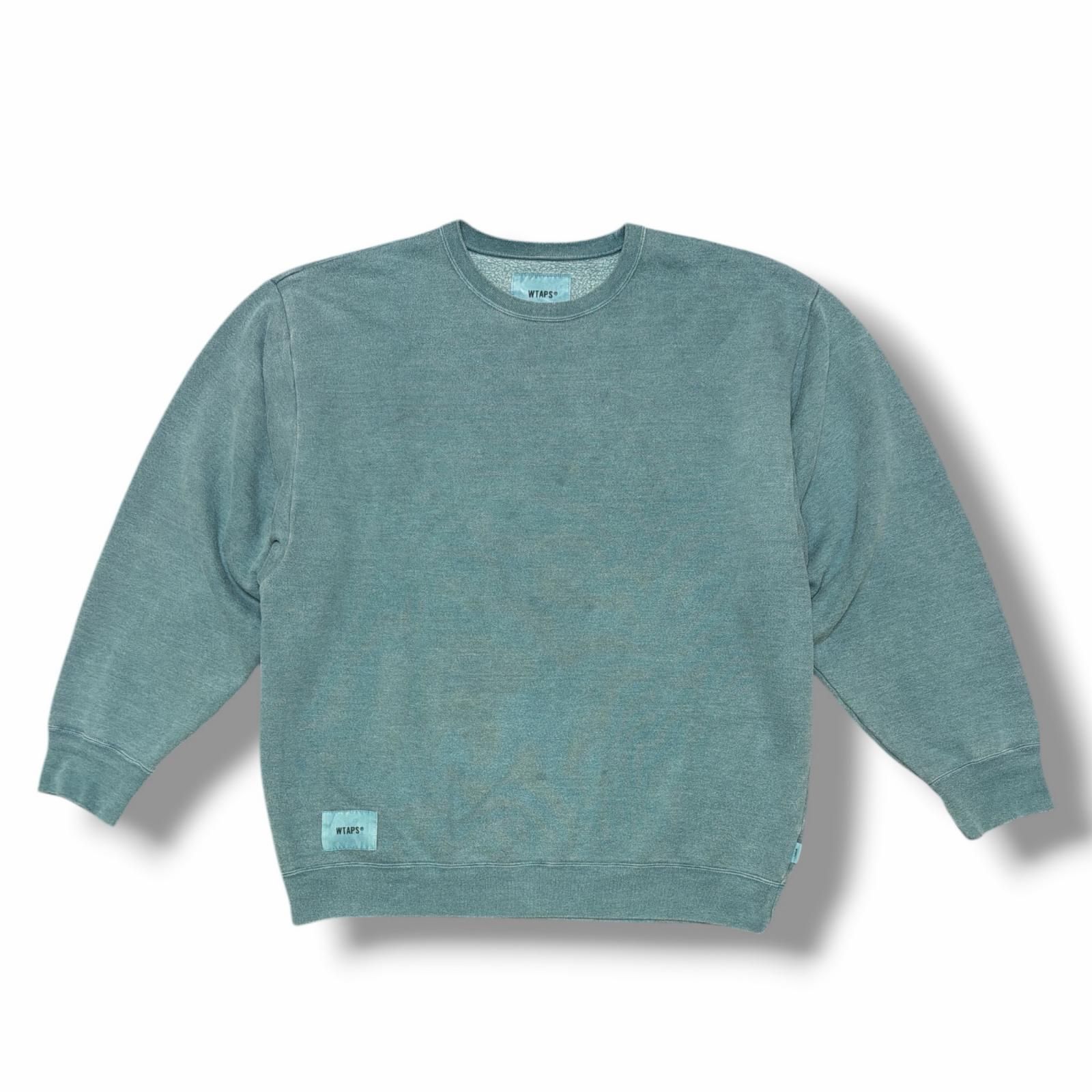 参考上代27500円 WTAPS 24AW SIGN 01 / SWEATER / CTPL 刺繍ロゴスウェット 長袖トレーナー ダブルタップス 242ATDT-CSM16 グリーン 2 （16073M）