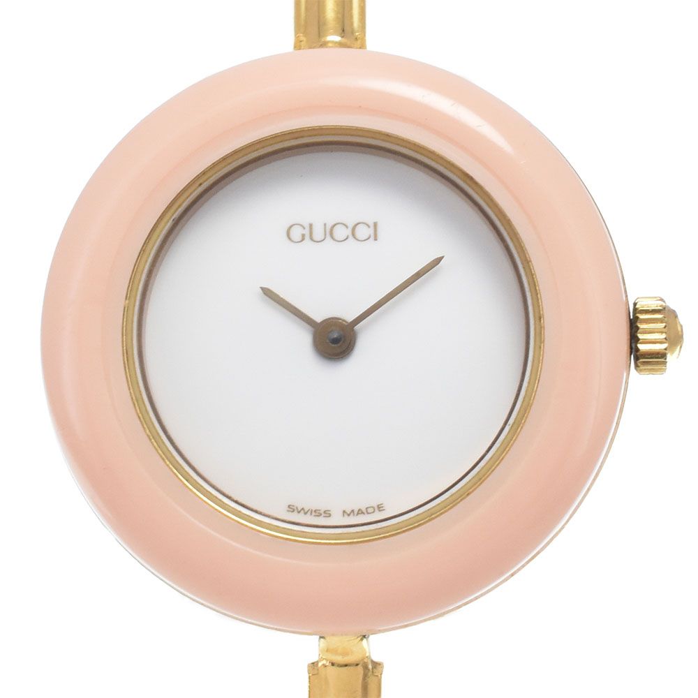 グッチ GUCCI 11/12.2 チェンジベゼル ホワイト クォーツ レディース 良品 腕時計 J#147884