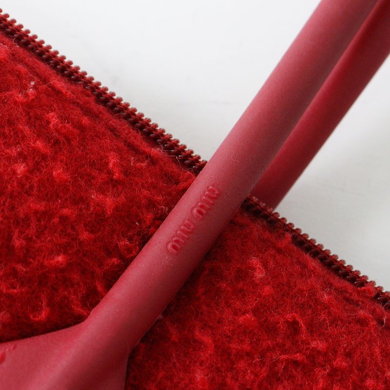 90s Archive MIUMIU MELTON SQUARE BAG ｜RED ミュウミュウ アーカイブ