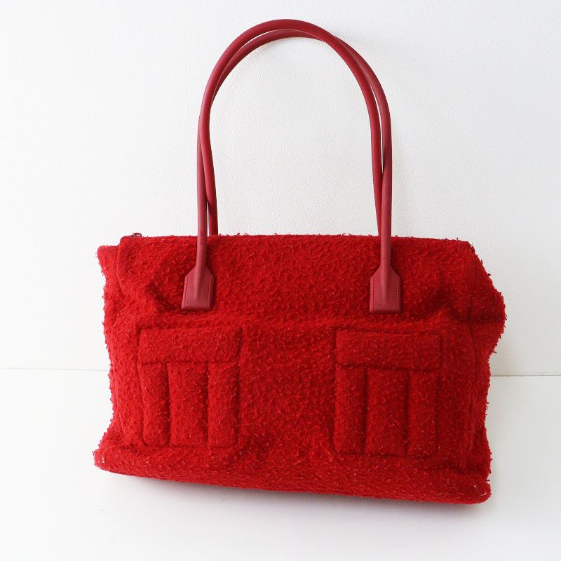90s Archive MIUMIU MELTON SQUARE BAG ｜RED ミュウミュウ アーカイブ