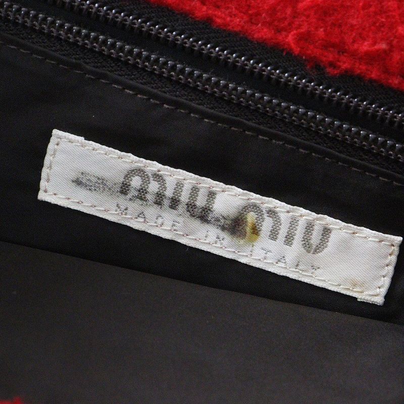 90s Archive MIUMIU MELTON SQUARE BAG ｜RED ミュウミュウ アーカイブ