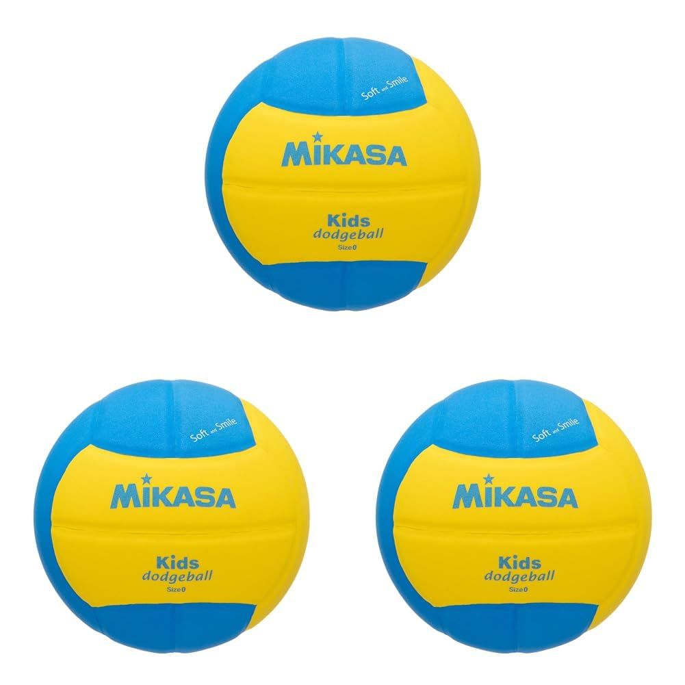 新品 ミカサ(MIKASA) スマイルドッジボール 0号(幼児~小学生向け) 150ｇ 黄/青 SD00-YBL 推奨内圧0.10~0.15(kgf/?) (× 3)