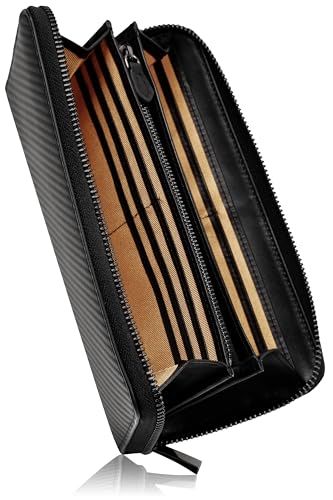 [ブランゼ] 財布 メンズ 長財布 イタリアン カーボンレザー YKK製 ラウンドファスナー セパレート型 小銭入れ (シャンパンゴールド)t
