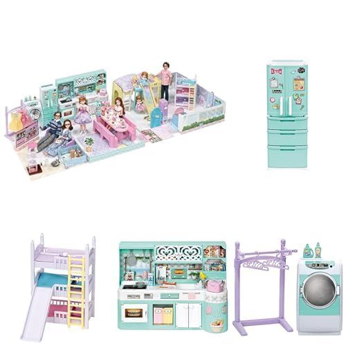 新品 リカちゃん ブランコとすべりだいのある ラ･メゾン + れいぞうこ + せんたくき + キッチン + ベッドのセット