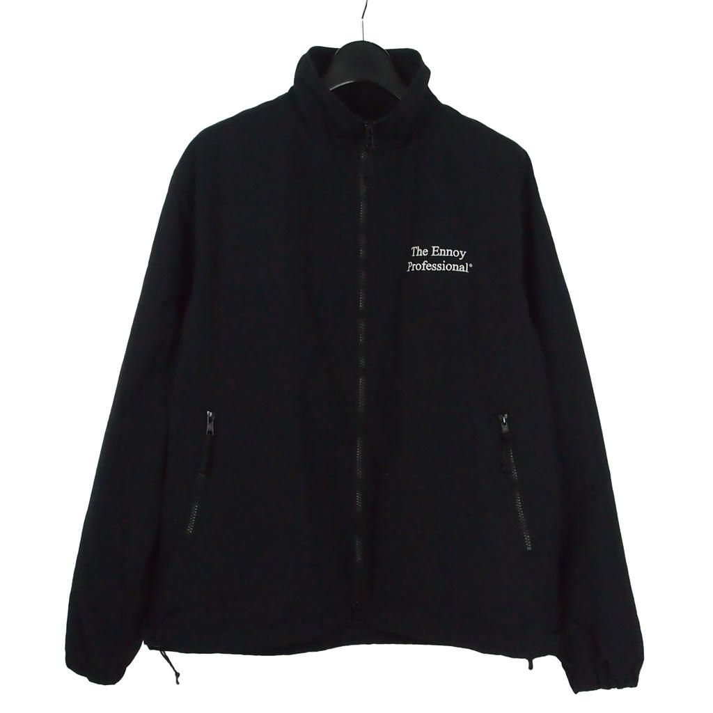 ザエンノイプロフェッショナル The ennoy Professional ナイロン ジャケット 23AW NYLON TRUCK SUIT JACKET ロゴ刺繍 ダブルジップ 裾ドローコード トラックジャケット M ブラック AW23BRENJK02LP