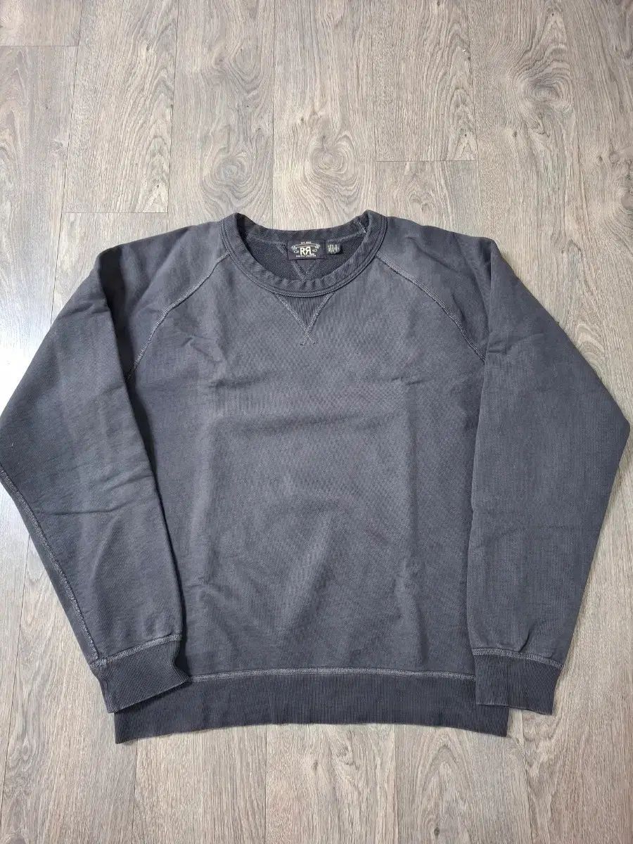 RRL(ダブルアールエル) ガーメントダイド フレンチテリー ウォッシュ スウェットTシャツ ブラック