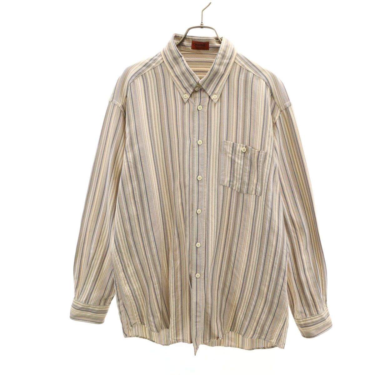 Missoni ミッソーニ イタリア製 ストライプ柄 長袖 ボタンダウンシャツ 52 ベージュ メンズ 古着