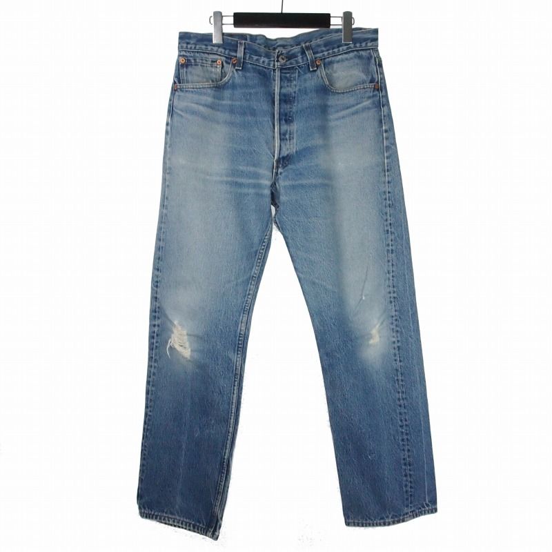 リーバイス Levi's 544 ダメージ加工 テーパードデニム ジーンズ パンツ W36 L34 ライトブルー 青
