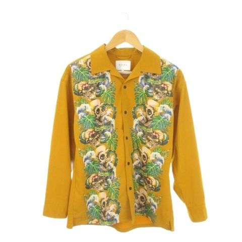エムエスエムエル M.S.M.L MSML SKULL LONG SLEEVE 長袖シャツ S からし マスタード キュプラ スカル スネーク /CK16 ■GY03