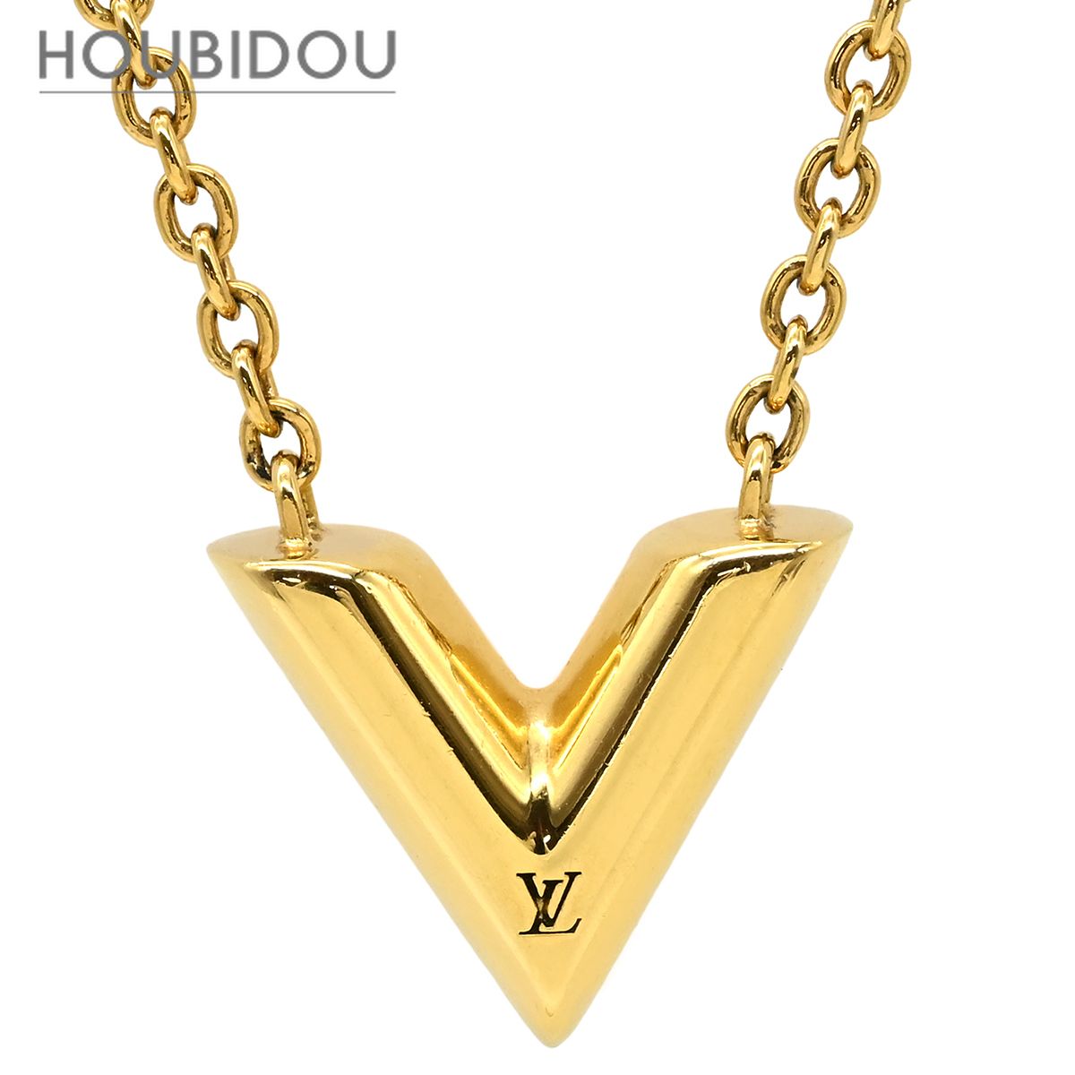 ルイヴィトン LOUIS VUITTON ネックレス エッセンシャル V GP ゴールド LVサークル 旧型 M61083 OB0147 【保存袋】【中古】