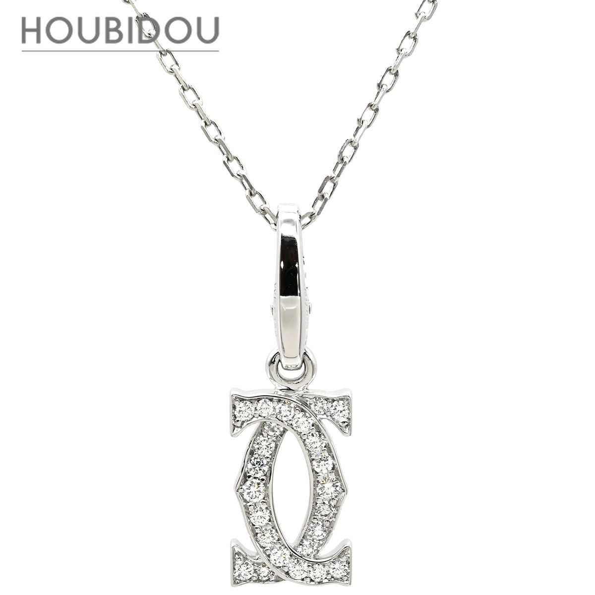 カルティエ Cartier ネックレス 2C ダイヤ チャーム ネックレス ホワイトゴールド Cartier 18K Au750 WG ダイヤモンド 【中古】