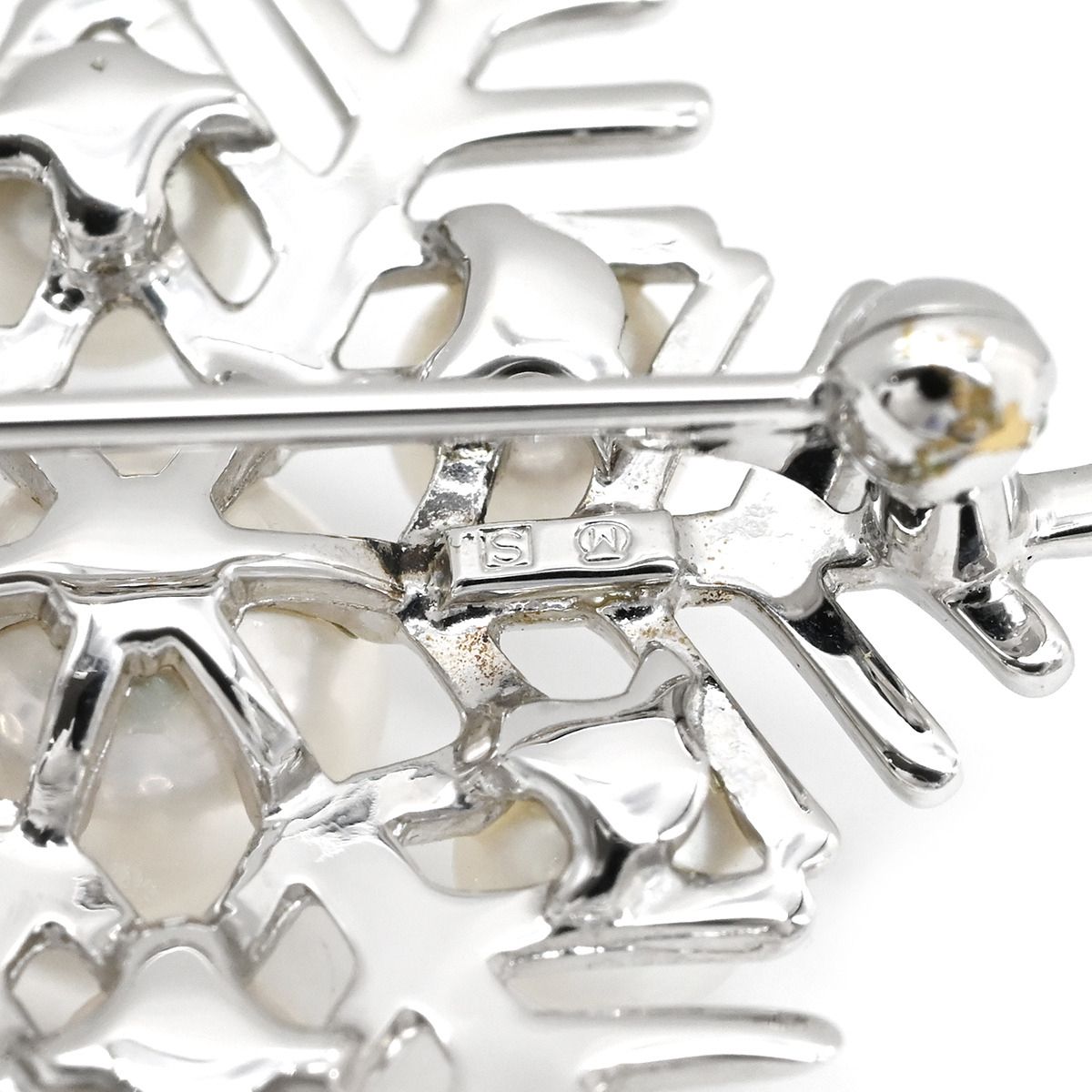 ミキモト MIKIMOTO ブローチ あこやパール パールホワイト×シルバー 白