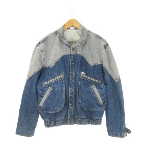 ゲス GUESS MEN Georges Marciano デニムジャケット 上着 L 青 ブルー インディゴ 長袖 切り替えデザイン フラップポケット 10822 /CK7 ■GY18