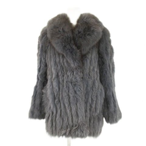 ファー フィアンセス FUR Fiancesse コート フォックスファー 毛皮 M ブルーグレー ミドル丈 長袖 ファー襟 /CK30 ■GY18