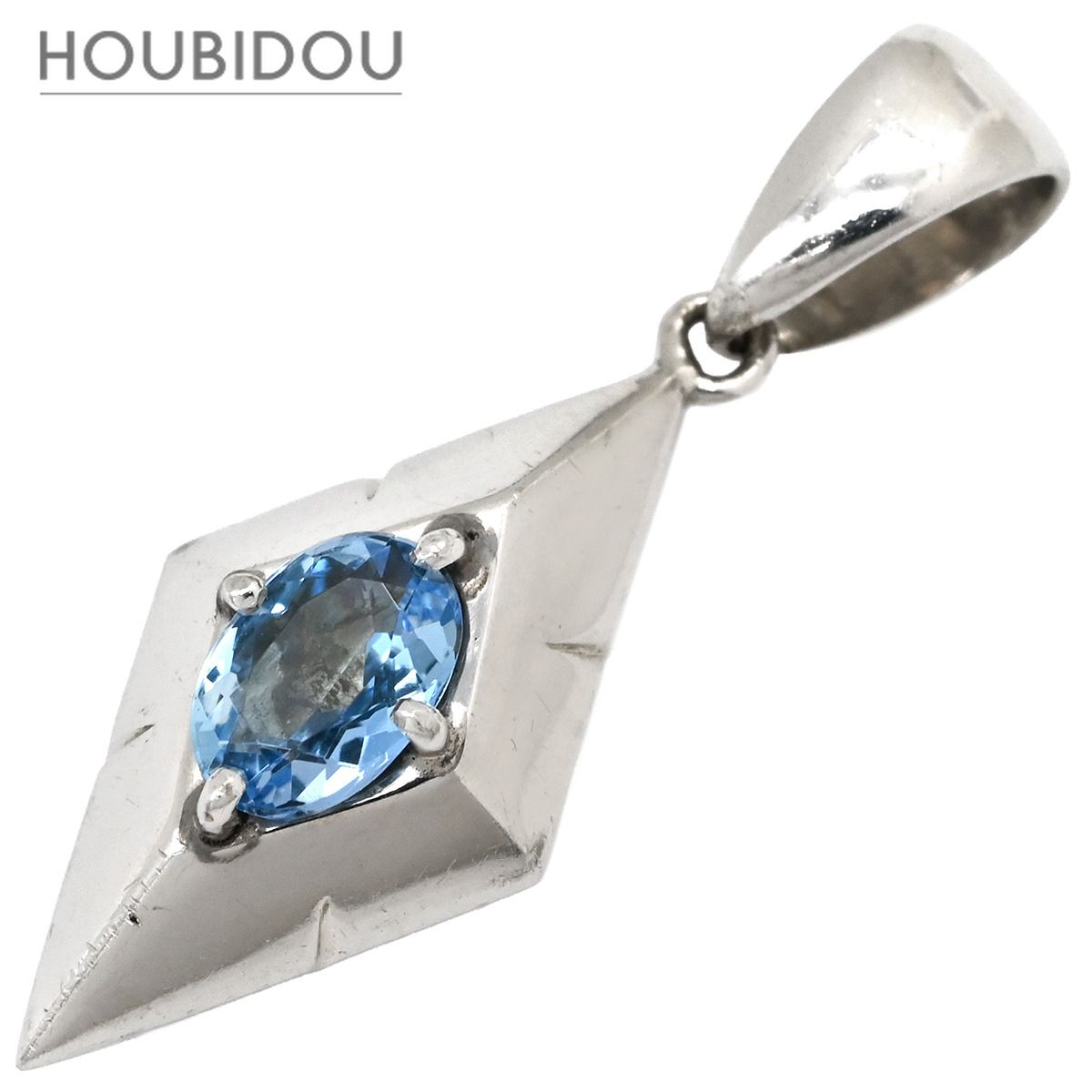 ペンダントトップ アクアマリン 0.46ct ブルー×ホワイトゴールド Au750 18K 18金 WG 幾何学デザイン ひし形 【中古】