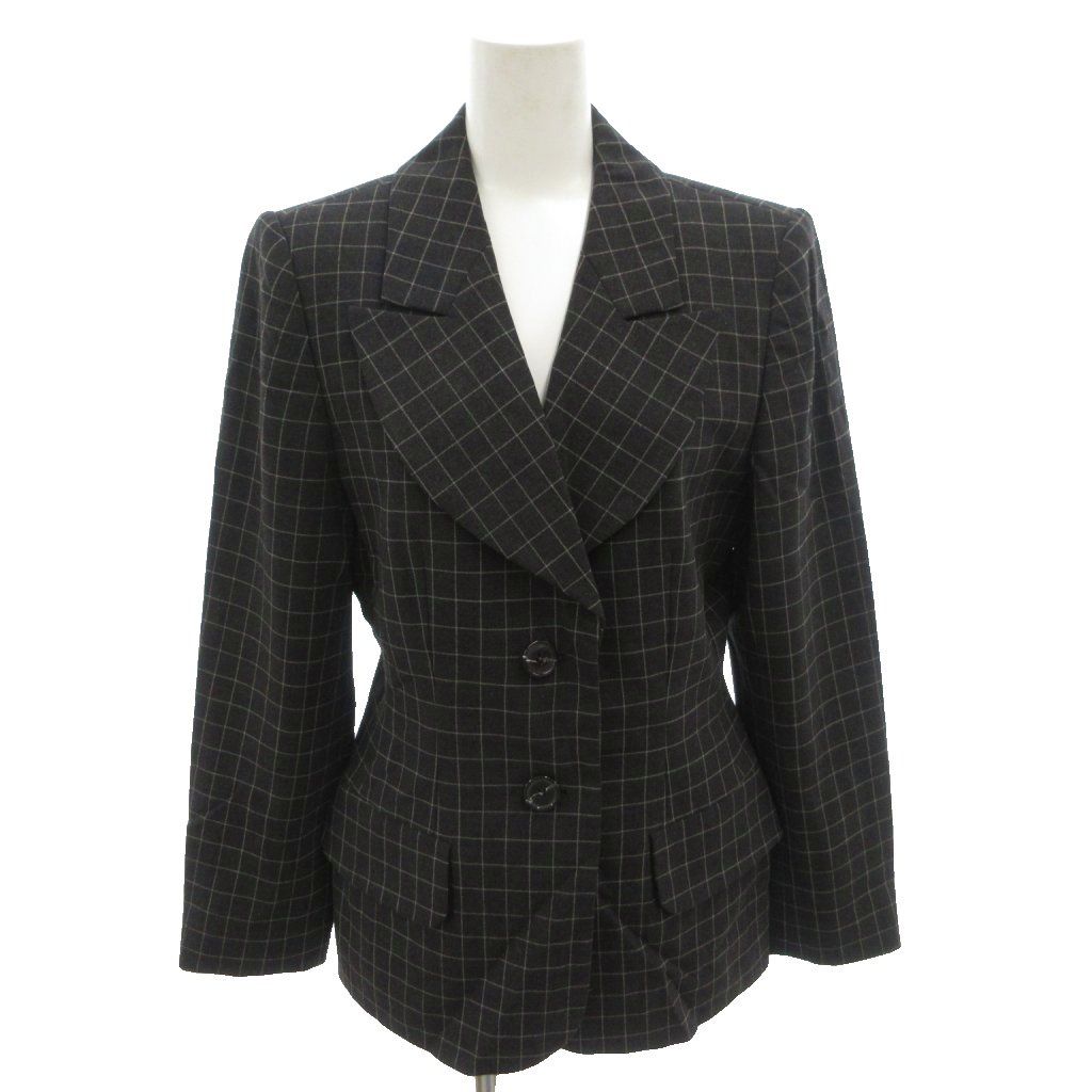 イヴサンローラン YVES SAINT LAURENT テーラードジャケット ブレザー チェック 2B 総裏地 36 グレー /FF ■GY99