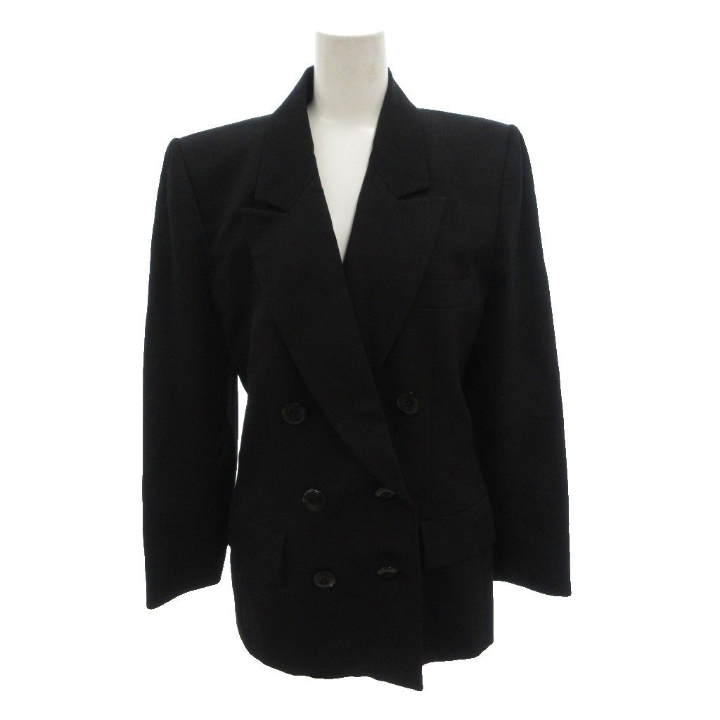 イヴサンローラン YVES SAINT LAURENT テーラードジャケット ブレザー ダブル ウール 総裏地 M 紺 ネイビー /FF ■GY99