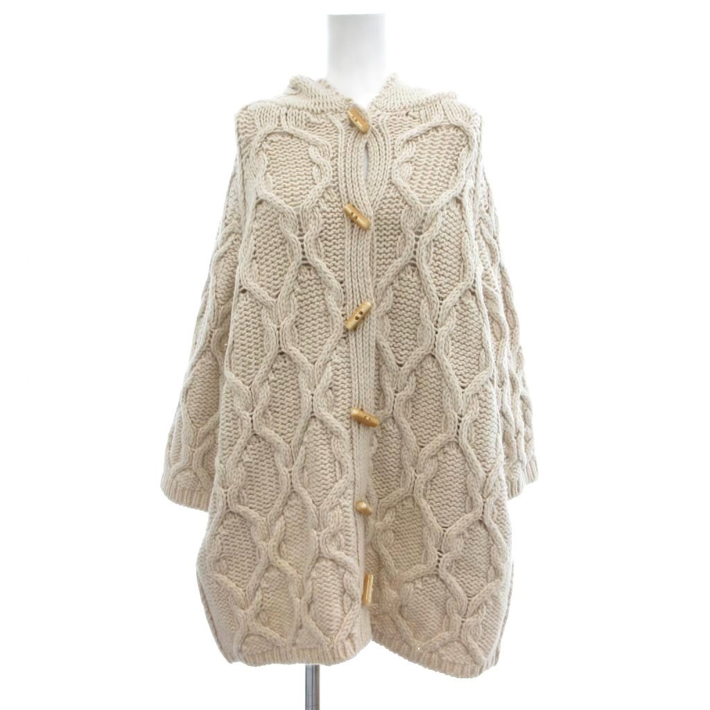 クロエ CHLOE ケーブルニット フーディーカーディガン ウール 38 ライトベージュ系 /UO ■GY06