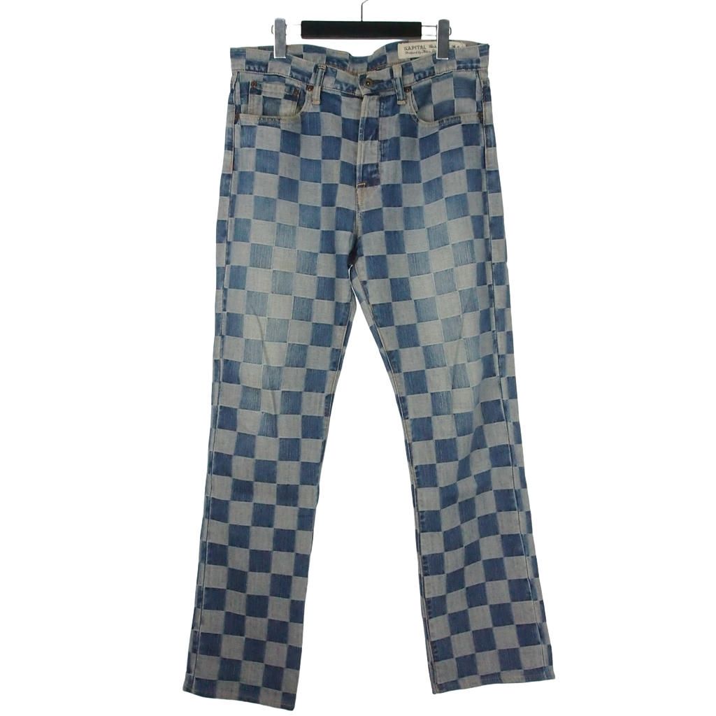 キャピタル kapital 市松 パッチワーク デニム ジーンズ パンツ 36 ブルー 青 21,386円